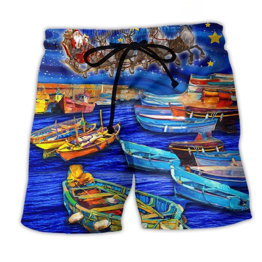Christmas Santa Boat Lover Art – Beach Short