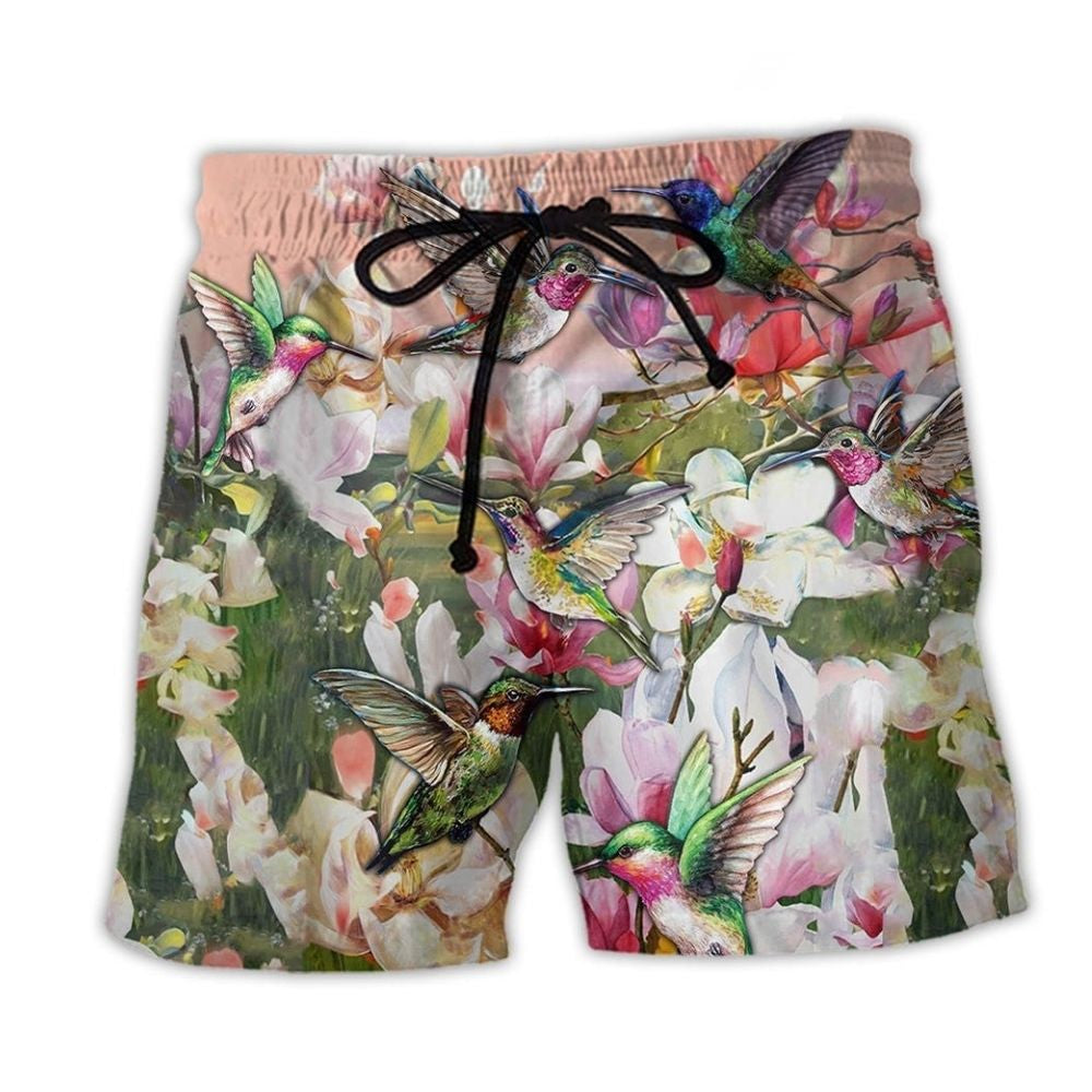 Hummingbird Magnolia Bloom Art – Beach Short