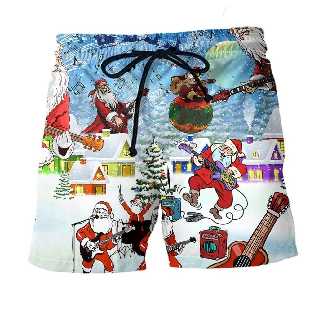 Santa Loves Music And Guitar - Beach Short