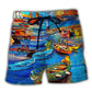 Harbor Boat Bygone Days Art - Beach Short