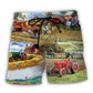 Farm Tractor Painting Rustic Art – Beach Short