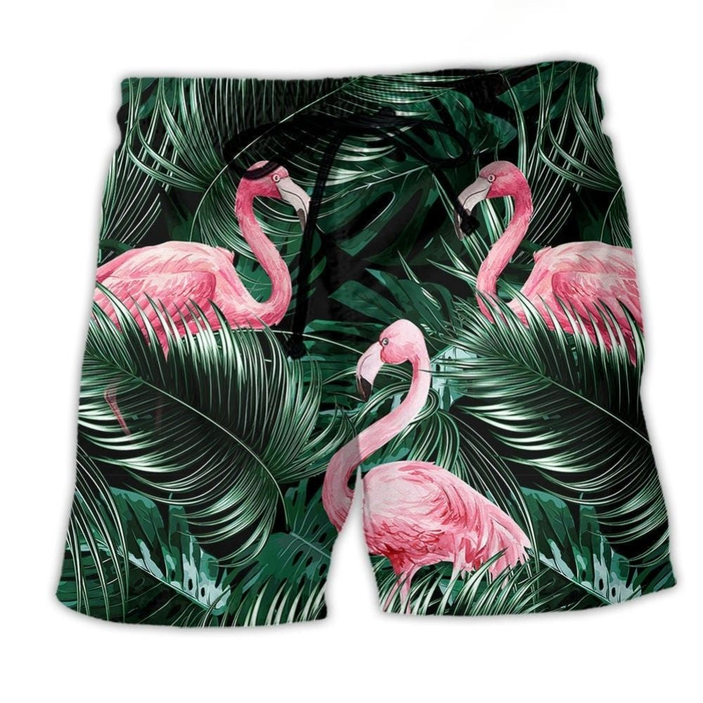 Flamingo Tropical Leaf Style – Beach Short