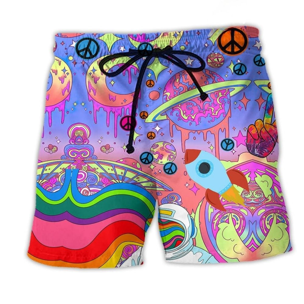 Hippie Planet In Large Galaxy - Beach Short