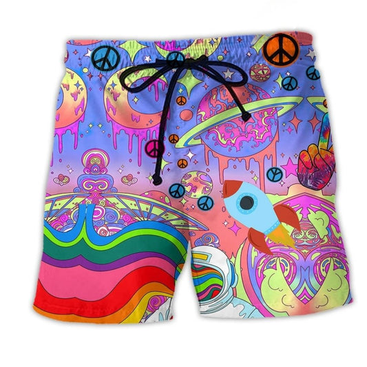Hippie Planet In Large Galaxy - Beach Short