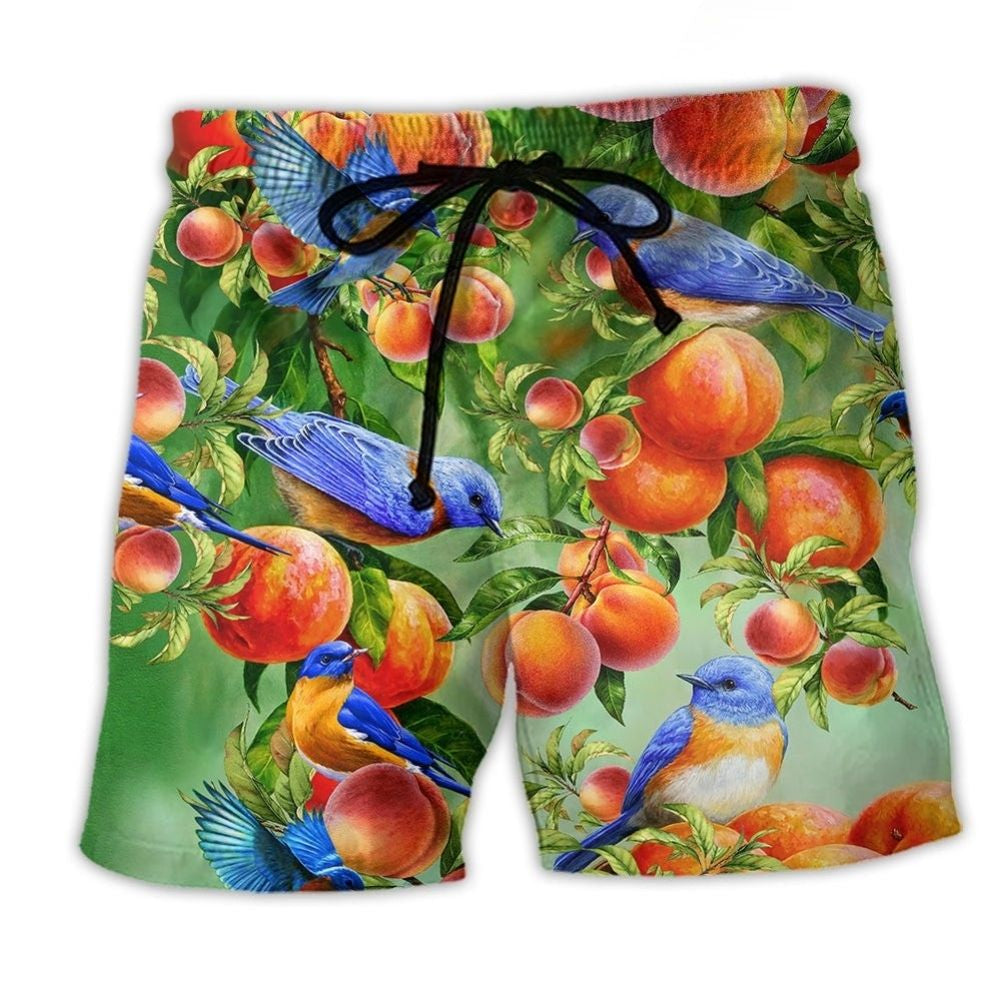 Peach Blue Bird Minimal Art Style – Beach Short