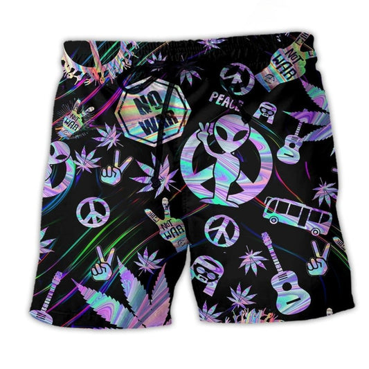 Hippie Alien Peace Colorful Life - Beach Short