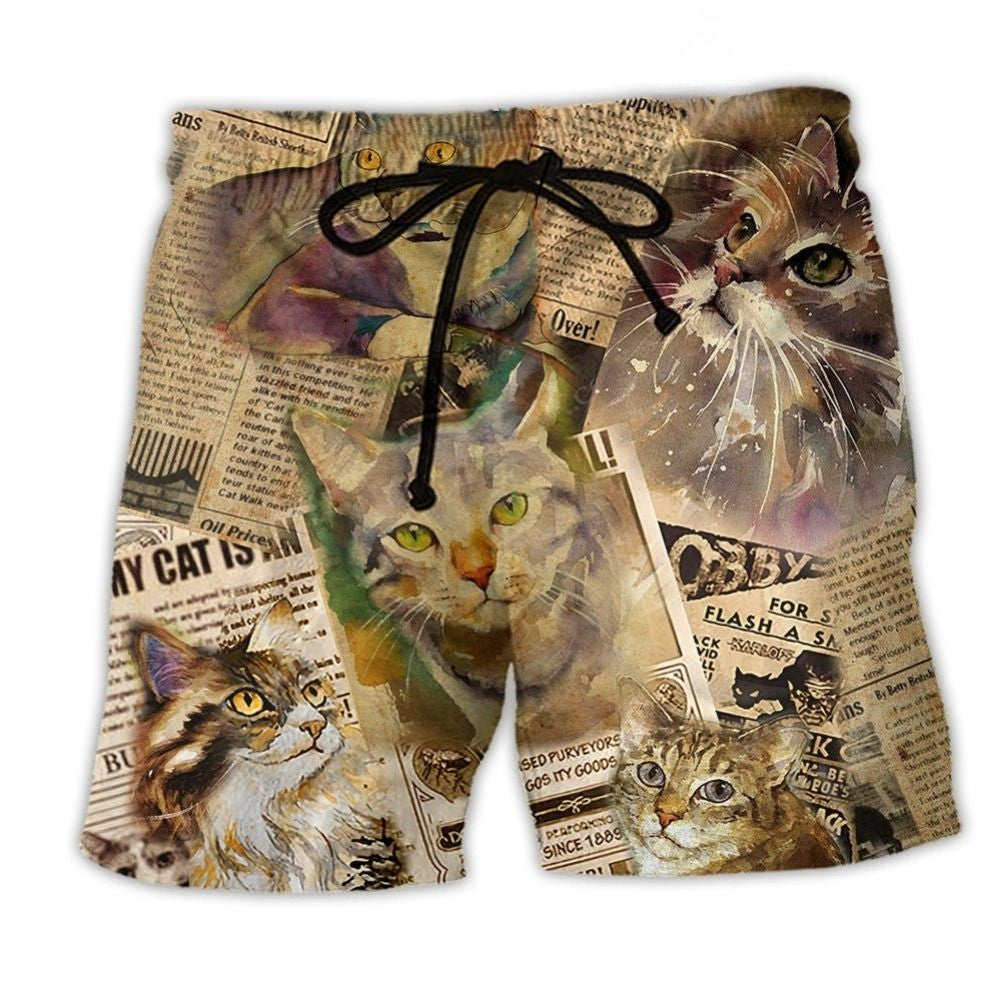 Cat Journal Retro Cool Design – Beach Short