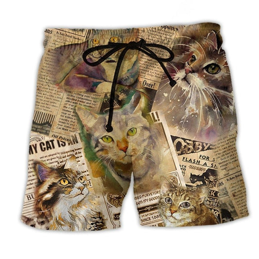 Cat Journal Retro Cool Design – Beach Short