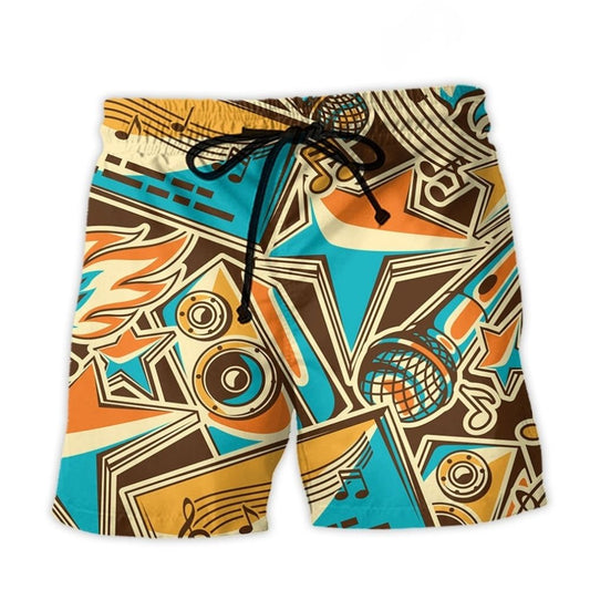Vintage Karaoke Colorful Music Lover – Beach Short