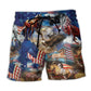 Horse America Patriotic Flag - Beach Short