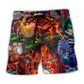 Drum Is My Life Fire Skull Colorful Style - Beach Short