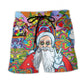 Hippie Funny Santa Colorful Music - Beach Short