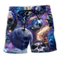 Skull Galaxy Purple Planet - Beach Short