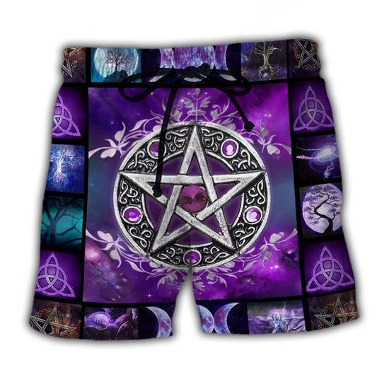 Witchy Pentagram Purple – Beach Short