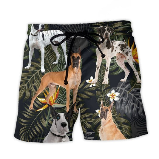 Great Dane Tropical Floral Leaf – Beach Short