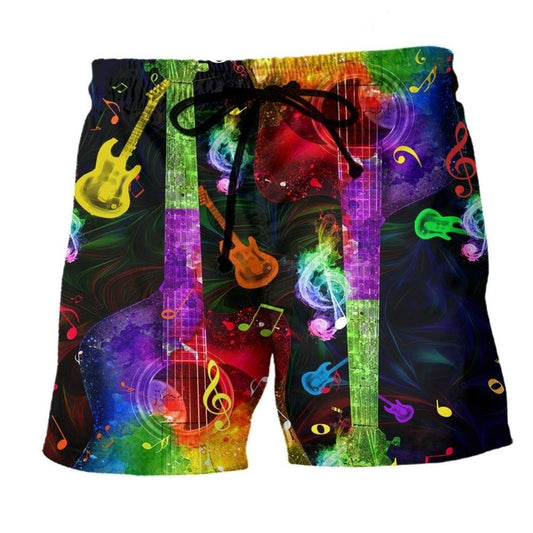 Guitar Rainbow Music Art - Beach Short