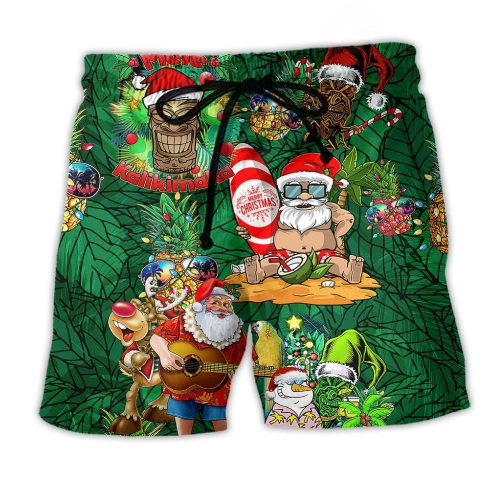 Tiki Christmas Funny Night - Beach Short