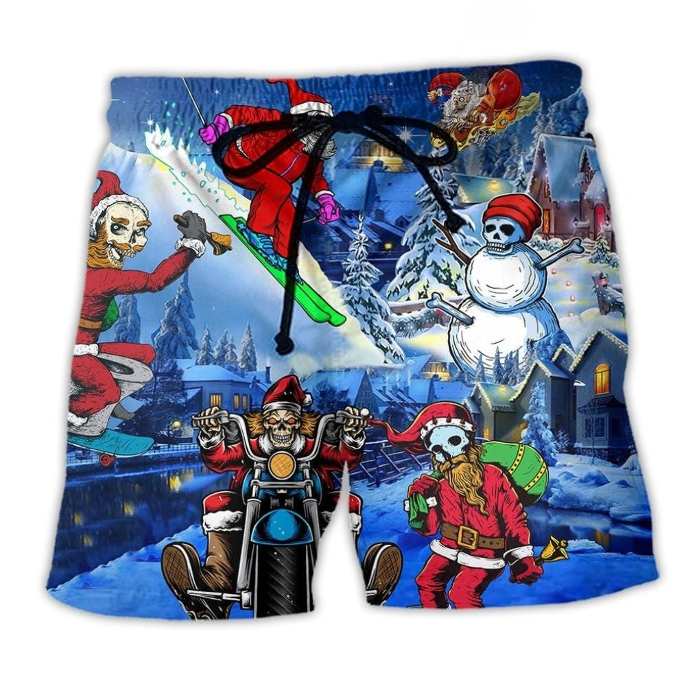 Christmas Skull Night Scene – Beach Short