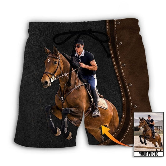 Horse Riding Leather Look Custom Photo – Beach Short