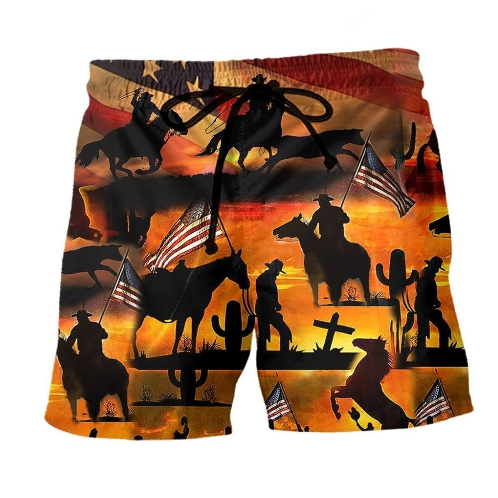 Cowboy America Sunset Style - Beach Short
