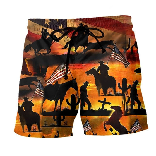 Cowboy America Sunset Style - Beach Short