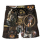 Steampunk Cat Magic Fantasy Art – Beach Short
