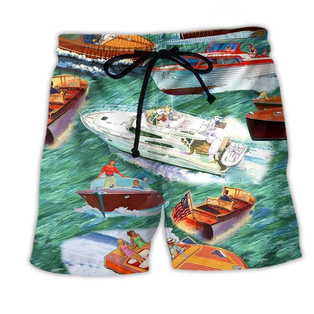 Pontoon Boat Summer Love Art – Beach Short