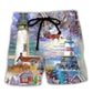 Christmas Lighthouse Santa Storm Art – Beach Short