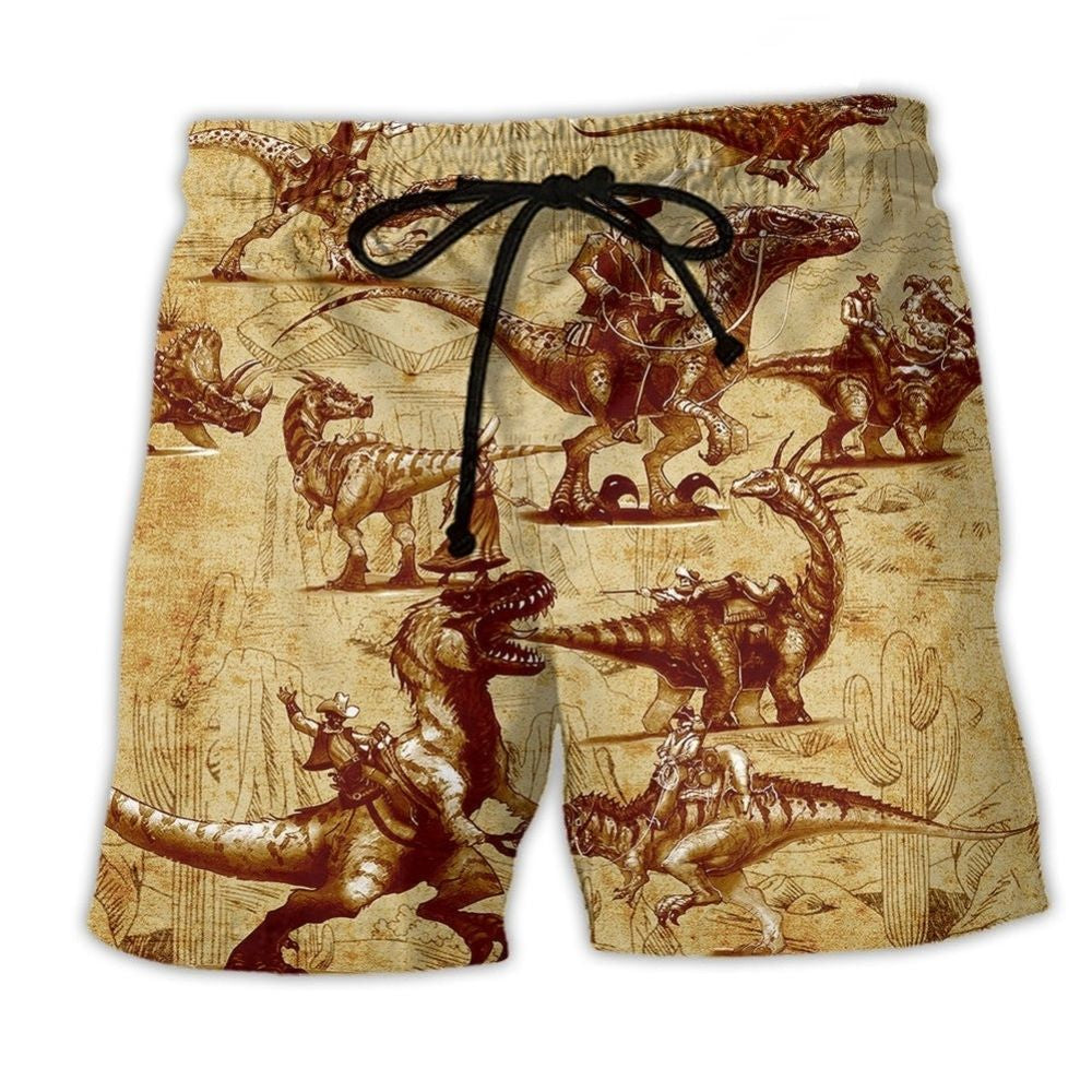 Cowboy Dinosaur Yellow Life Style - Beach Short