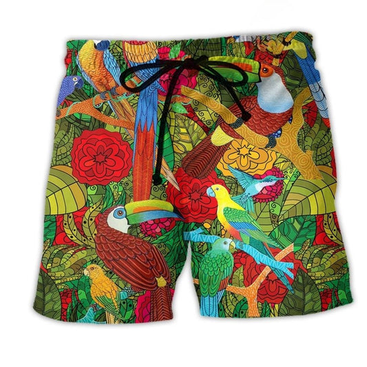 Colorful Parrot Love Sky Art – Beach Short