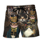 Steampunk Cat Machine Fantasy Art – Beach Short