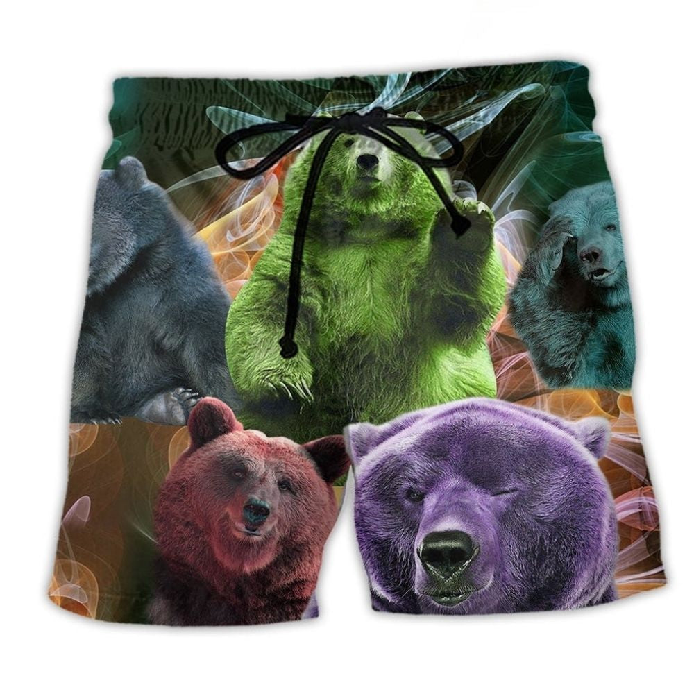 Neon Bear Love Art - Beach Short