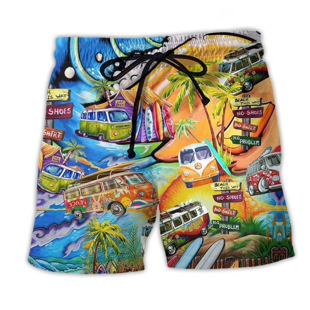 Hippie Bus Peace And Colorful Life – Beach Short