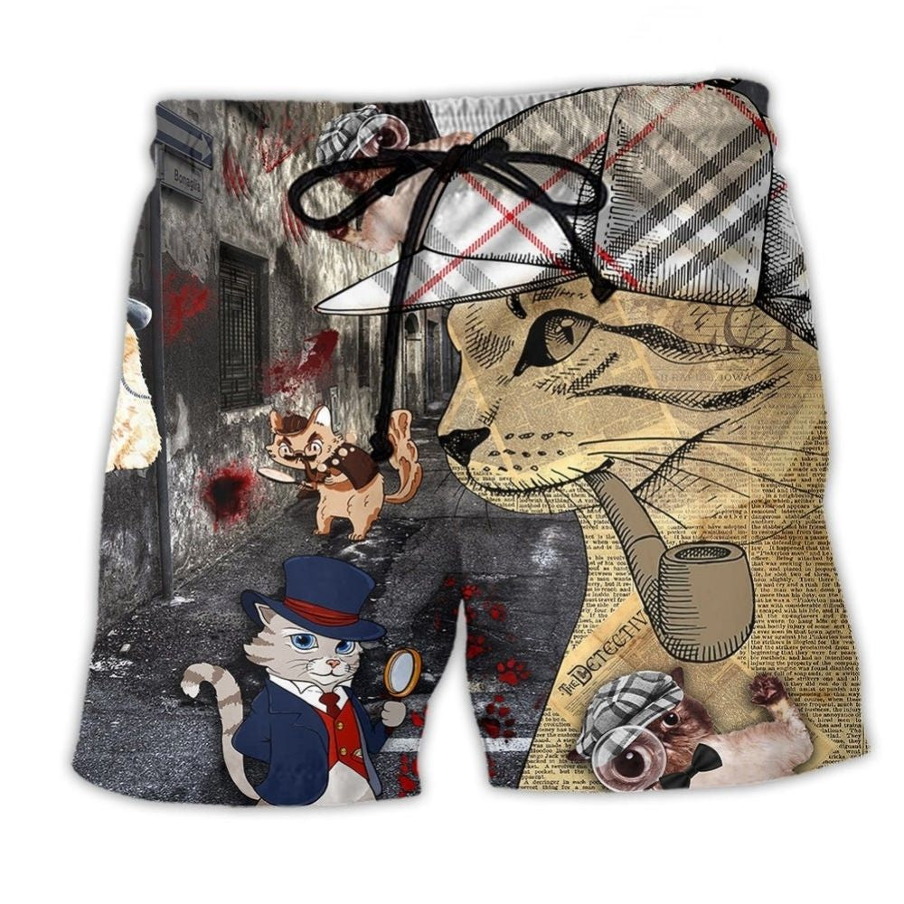 Detective Cat Mystery Style – Beach Short