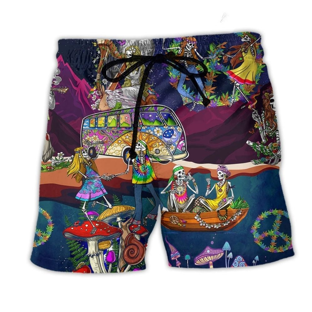 Hippie Skull Couple Vibrant Style – Beach Short