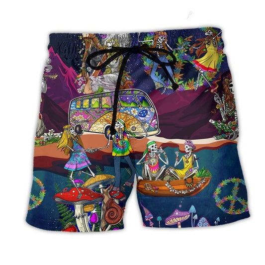 Hippie Skull Couple Vibrant Style – Beach Short