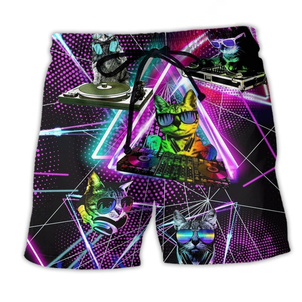 Cool DJ Cat Music Art – Beach Short