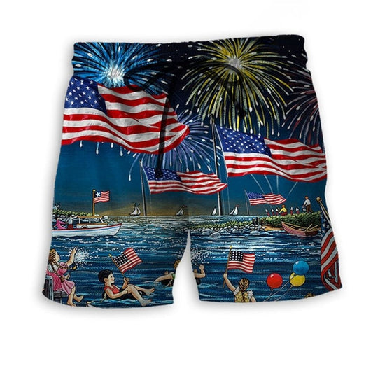 Independence Day Fireworks Art - Beach Short