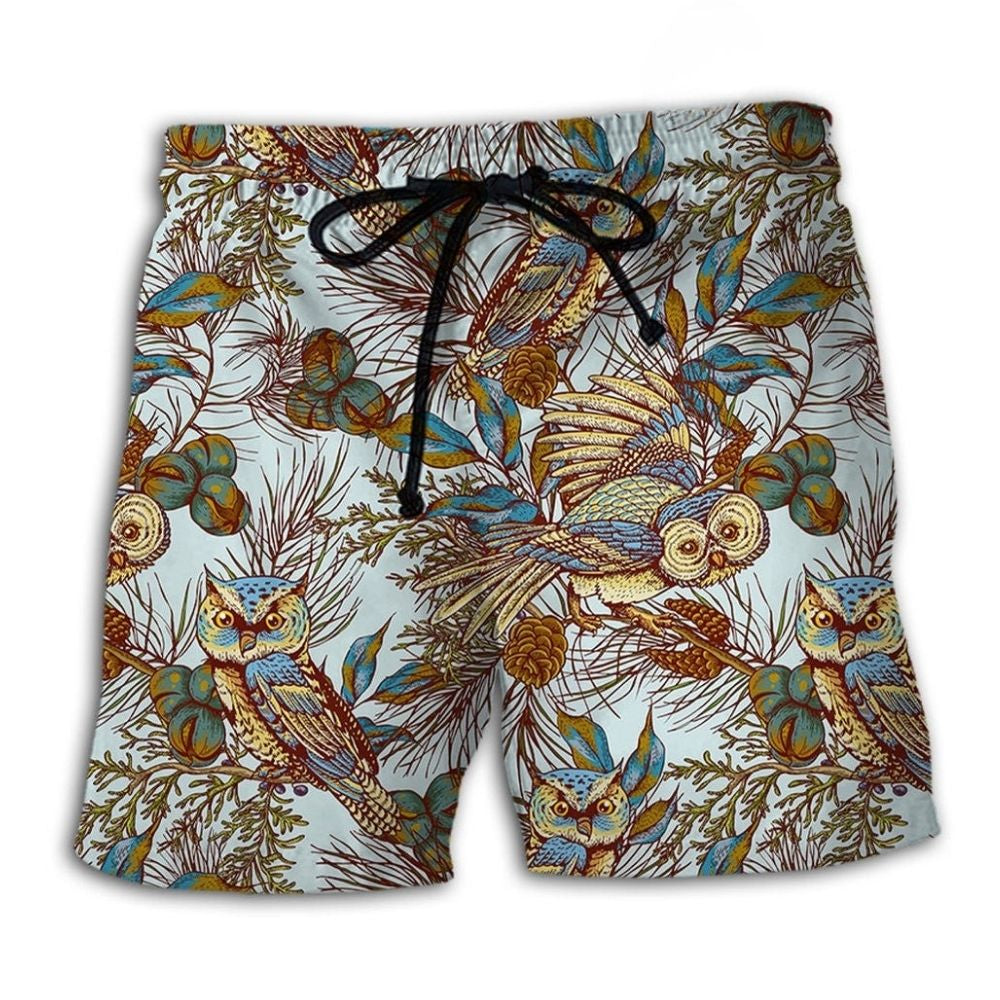 Vintage Owl Leaf Nature – Beach Short