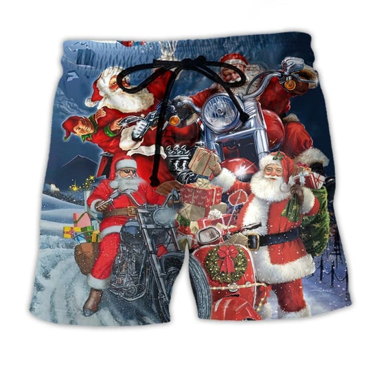 Christmas Santa Motorcycle Humor – Beach Short