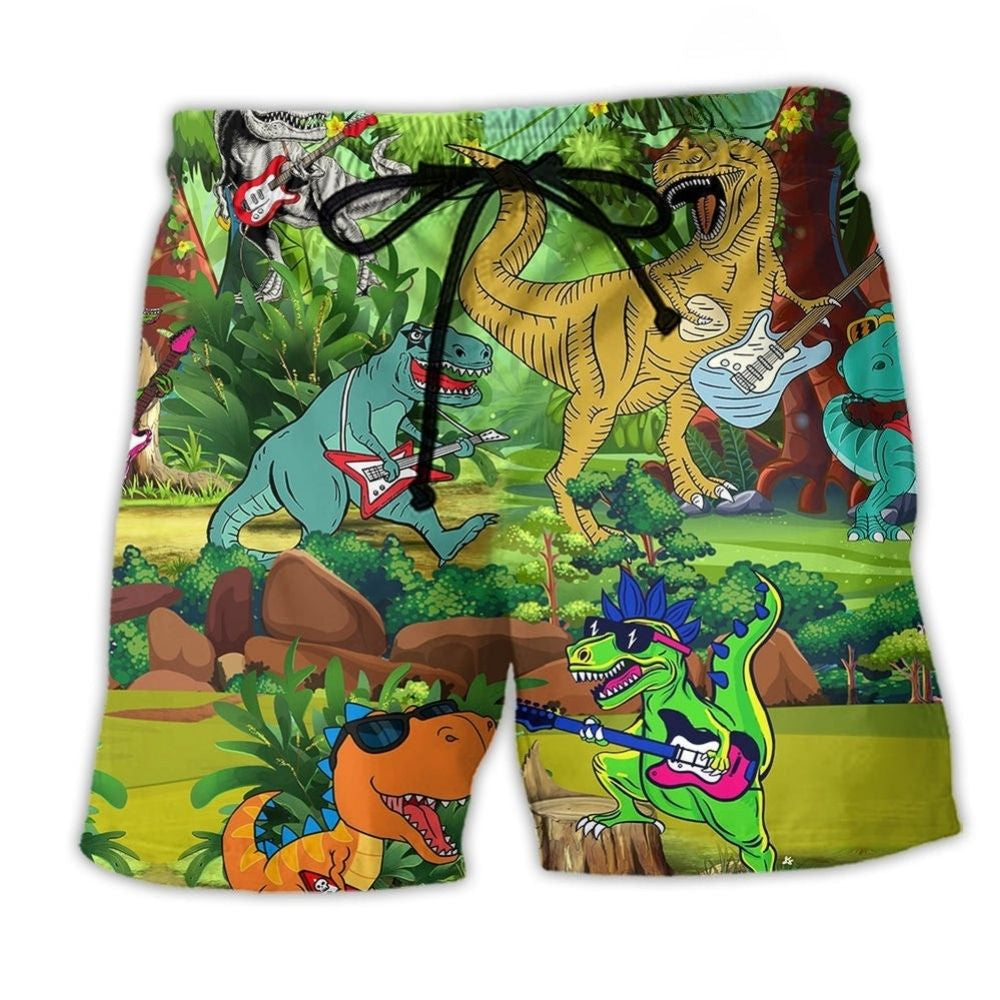 Rockstar Dinosaur Guitar Art – Beach Short