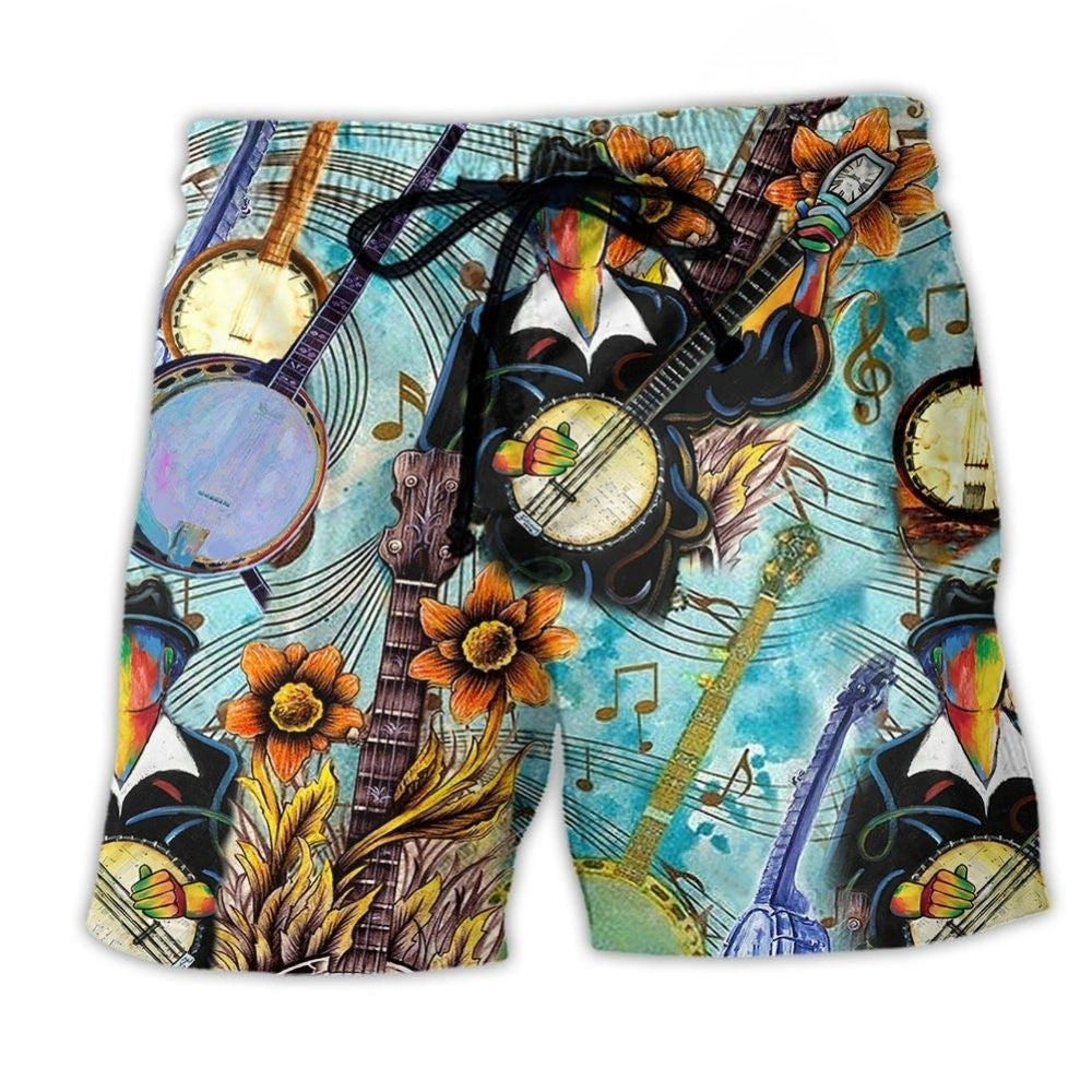 Banjo Cheerful Music Vintage Art – Beach Short