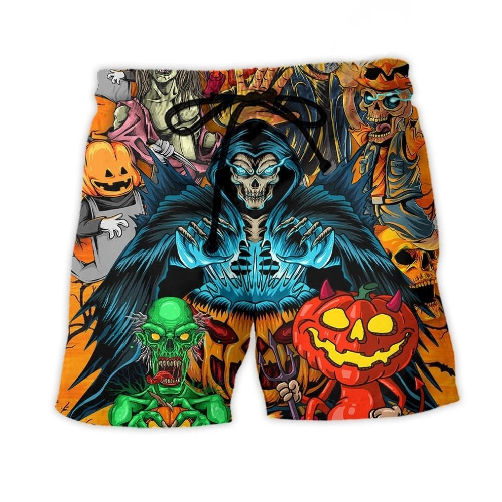 Halloween Skull Pumpkin Scary Art – Beach Short