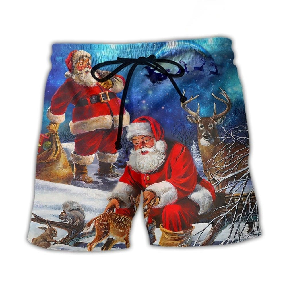 Christmas Santa Night Sky Art – Beach Short