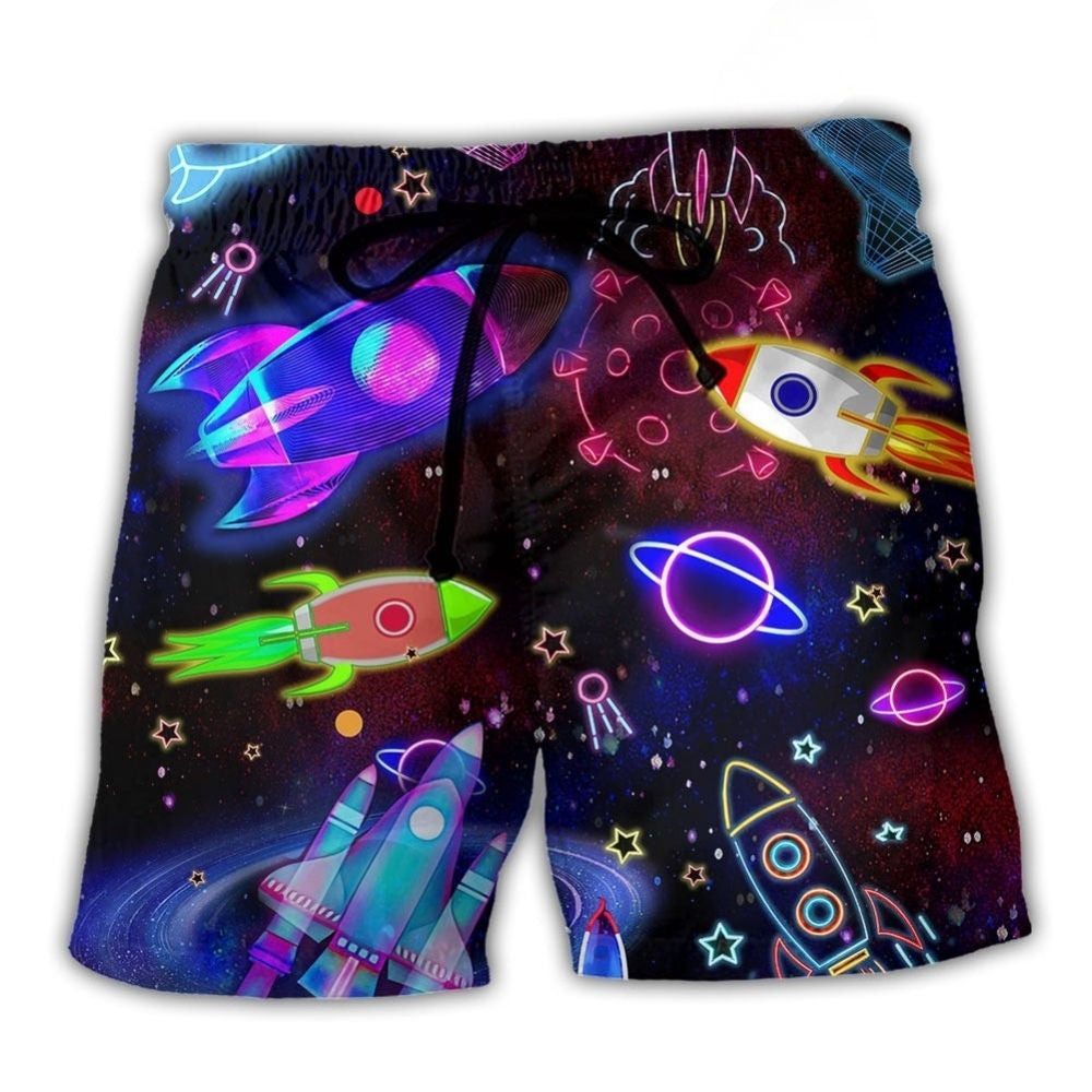 Rocket Shoot For The Stars Galaxy Art – Beach Short