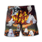 Halloween Burning Pumpkin Boo Art - Beach Short