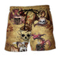 Dragon Coffee Skull Fantasy Art - Beach Short
