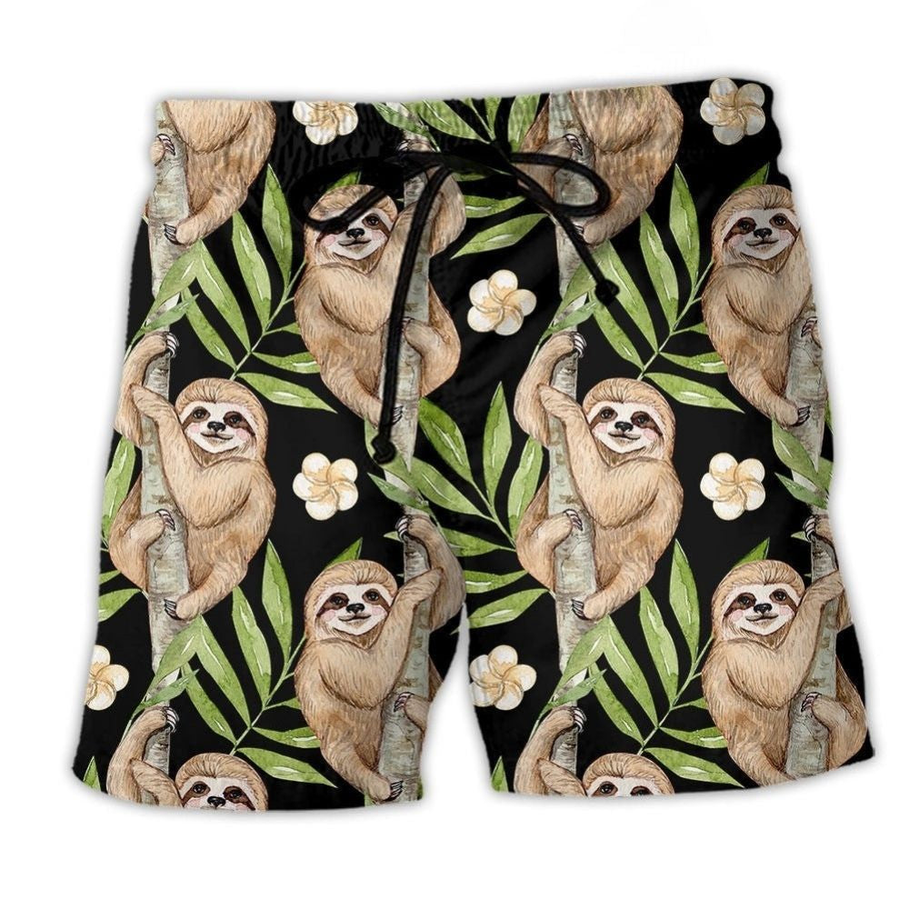 Sloth Tropical Floral Relax Art – Beach Short
