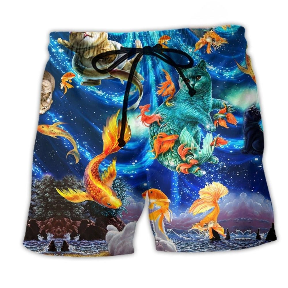 Dreaming Cat Goldfish Art – Beach Short