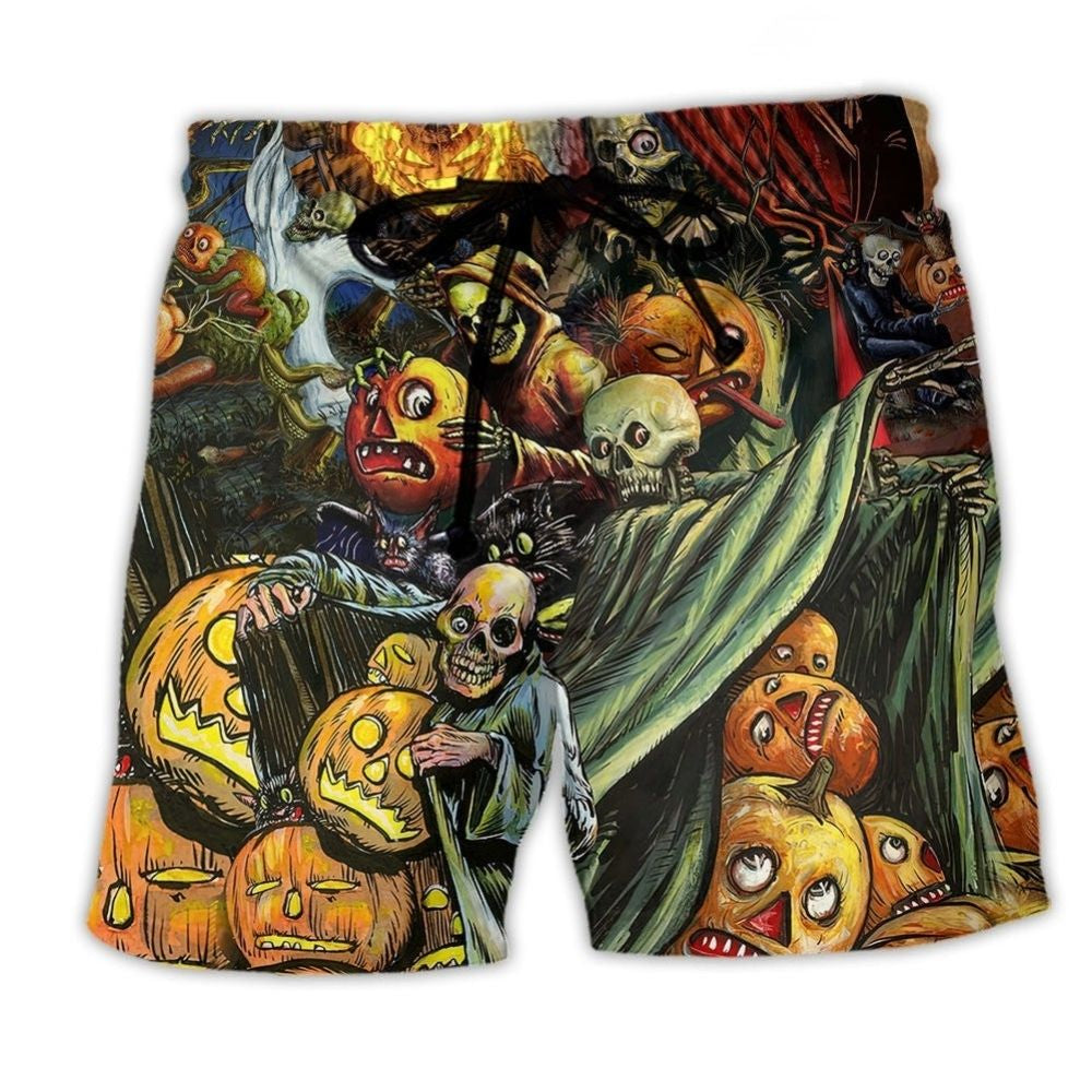 Halloween Night Pumpkin Scary - Beach Short